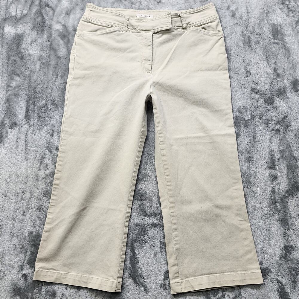Jones Wear Sport Pants Womens 10 Tan Khaki Mid‎ Rise Crop Capri Wide Leg Casual